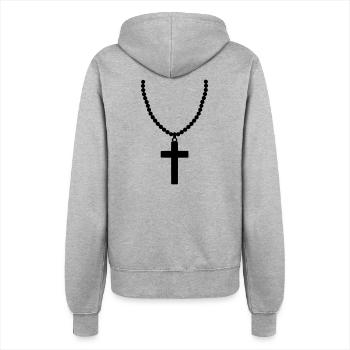 Chaîne croisée 01 - Veste à capuche Femme - gris chiné - Dos - Maraike (178cm)