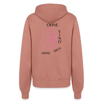 Ohne Vino ohne mich - Frauen Kapuzenjacke - Altrosa - Hinten - Maraike (178cm)