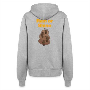 Rain or Shine, Mud Feet! Dancing in the Mud, Festival - Women’s Hooded Jacket - heather grey - Back - Maraike (178cm)