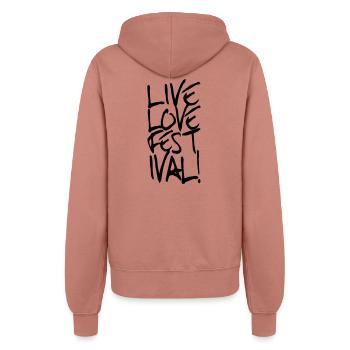 Live Love Festival und Party Shirt - Frauen Kapuzenjacke - Altrosa - Hinten - Maraike (178cm)