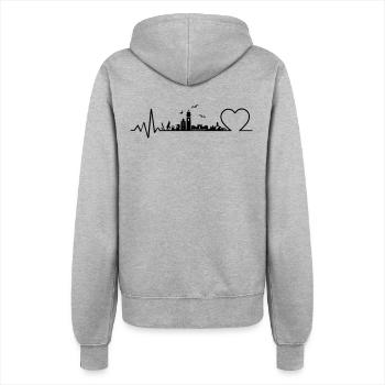 Skyline - Insel Rügen - Frauen Kapuzenjacke - Grau meliert - Hinten - Maraike (178cm)