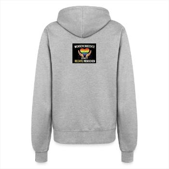 Human rights instead of right-wing people - Women’s Hooded Jacket - heather grey - Back - Maraike (178cm)