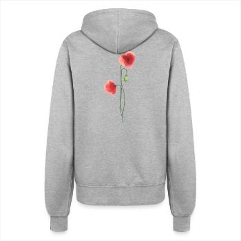 Blume: roter Mohn - Frauen Kapuzenjacke - Grau meliert - Hinten - Maraike (178cm)