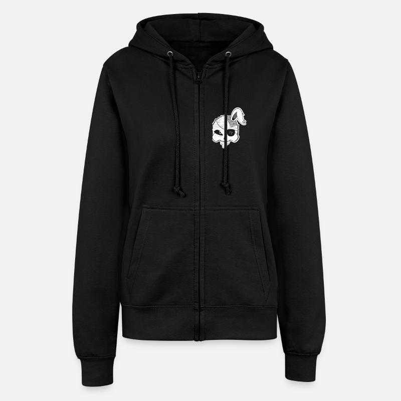 Pirate bunny skull with brain and rabbit ear - Women’s Hooded Jacket - black