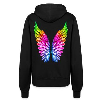LGBT Rainbow Angel Wing Gay Lesbian Queer - Women’s Hooded Jacket - black - Back - Maraike (178cm)