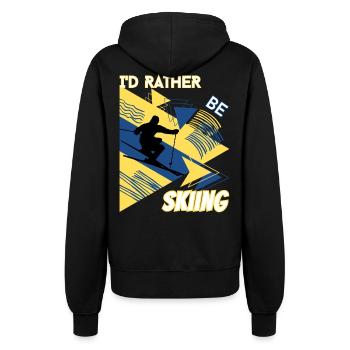 I'd Rather Ski - Ski Wintersportler Skifahrer - Frauen Kapuzenjacke - Schwarz - Hinten - Maraike (178cm)