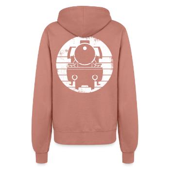 Steam Locomotive Drawing - Women’s Hooded Jacket - dusky rose - Back - Maraike (178cm)