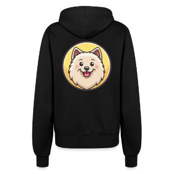 American Eskimo Dog Breed Cartoon Kawaii Clipart - Women’s Hooded Jacket - black - Back - Maraike (178cm)