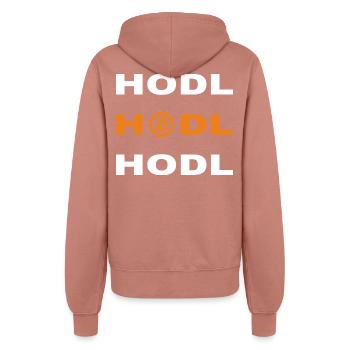 Bitcoin - Hodl Hodl Hodl - Veste à capuche Femme - rose poudré - Dos - Maraike (178cm)