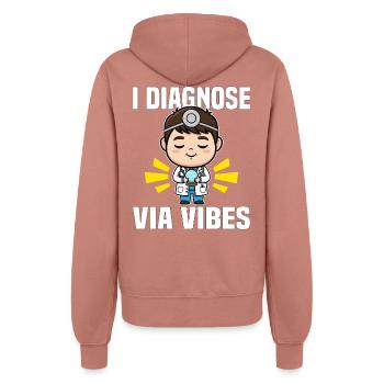 ICH DIAGNOSTIZIERE ÜBER VIBES - GESCHENK DES ARZTES - Frauen Kapuzenjacke - Altrosa - Hinten - Maraike (178cm)