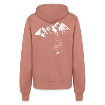 Cadeau Skieur De Haute Montagne Alpes Pyrenées - Veste à capuche Femme - rose poudré - Dos - Maraike (178cm)