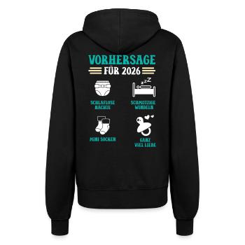Schwangerschaft VORHERSAGE 2026 Lustiges - Frauen Kapuzenjacke - Schwarz - Hinten - Maraike (178cm)