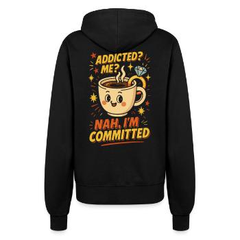 Lustiger Kaffee hat mich süchtig gemacht nein ich bin engagiert - Frauen Kapuzenjacke - Schwarz - Hinten - Maraike (178cm)
