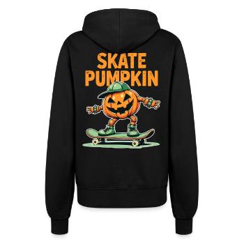 Skateboard-Kürbis für Halloween-Fans - Frauen Kapuzenjacke - Schwarz - Hinten - Maraike (178cm)
