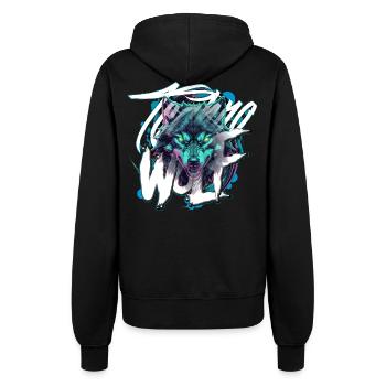 Neon Techno Wolf Head–Rave Wolf - Frauen Kapuzenjacke - Schwarz - Hinten - Maraike (178cm)