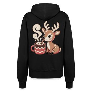 Le cerf câlin boit du cacao - Veste à capuche Femme - noir - Dos - Maraike (178cm)