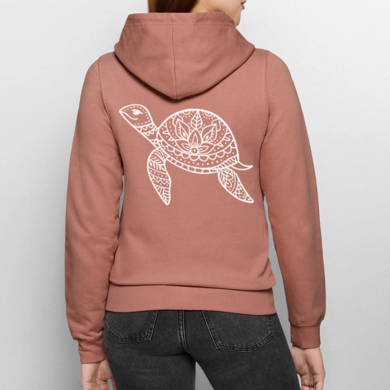 Boho turtle with pattern shell Women’s Hooded Jacket
