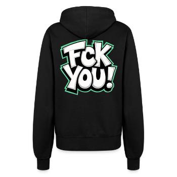 FCK YOU lettering provocative statement - Women’s Hooded Jacket - black - Back - Maraike (178cm)