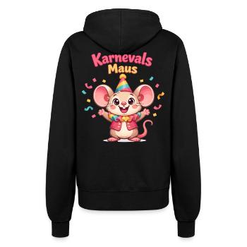 Karnevalsmaus Kölsche Mädsche – Kölle Alaaf - Frauen Kapuzenjacke - Schwarz - Hinten - Maraike (178cm)