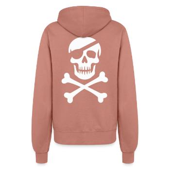 Klassischer Jolly Roger Piraten Totenkopf - Frauen Kapuzenjacke - Altrosa - Hinten - Maraike (178cm)