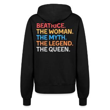Beatrice, die Frau, der Mythos, die Legende, die Königin, - Frauen Kapuzenjacke - Schwarz - Hinten - Maraike (178cm)