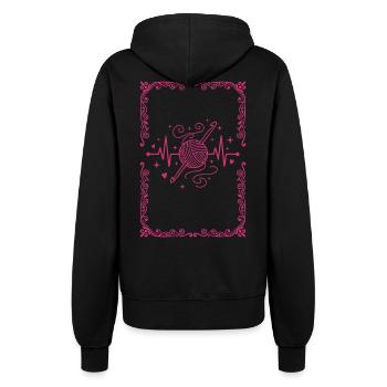 Funny Crochet Heartbeat Crochet Lover Yarn Hook - Women’s Hooded Jacket - black - Back - Maraike (178cm)