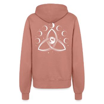 Triquetra & Mondphasen - Spirituelles Symbol - Frauen Kapuzenjacke - Altrosa - Hinten - Maraike (178cm)