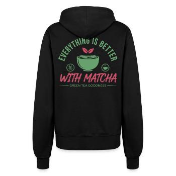 Everything Is Better With Matcha Green Tea - Frauen Kapuzenjacke - Schwarz - Hinten - Maraike (178cm)