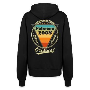 Februar 2008 Vintage-Retro-Geburtstagsgeschenk - Frauen Kapuzenjacke - Schwarz - Hinten - Maraike (178cm)