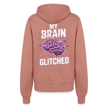 Lustiges Nerd T-Shirt My Brain Glitched - Frauen Kapuzenjacke - Altrosa - Hinten - Maraike (178cm)