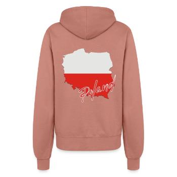 Poland flag map, I love Poland - Women’s Hooded Jacket - dusky rose - Back - Maraike (178cm)