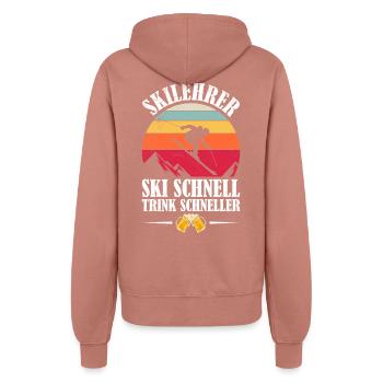 Skiing SKI INSTRUCTOR SKI FAST DRINK FASTER - Women’s Hooded Jacket - dusky rose - Back - Maraike (178cm)