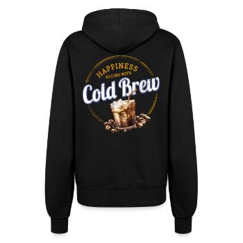 Conception de café vintage à cold brew avec grains de café - Veste à capuche Femme - noir - Dos - Maraike (178cm)