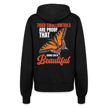  Entomology Lover Butterfly Insect Eastern Tiger - Women’s Hooded Jacket - black - Back - Maraike (178cm)