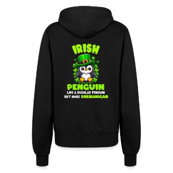 Irish shenanigan penguin - Women’s Hooded Jacket - black - Back - Maraike (178cm)