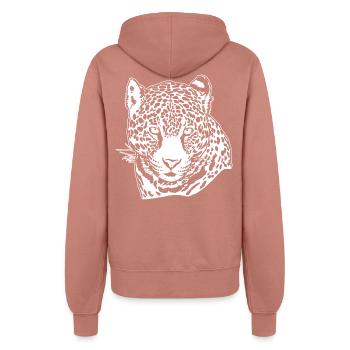 Jaguar Face Graphic Cool Big Cat Wild Animal Lover - Women’s Hooded Jacket - dusky rose - Back - Maraike (178cm)