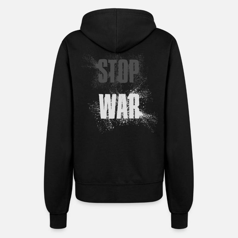 STOP WAR – NO WAR - PEACE - Women’s Hooded Jacket - black