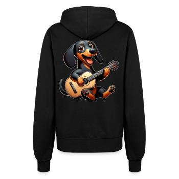 Dackel Gitarrist Musik Hund Gitarre - Frauen Kapuzenjacke - Schwarz - Hinten - Maraike (178cm)