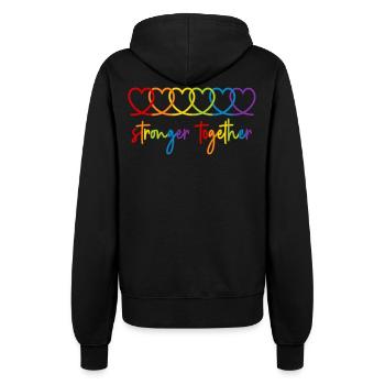 Stronger together Regenbogen Herzen Pride Month - Frauen Kapuzenjacke - Schwarz - Hinten - Maraike (178cm)