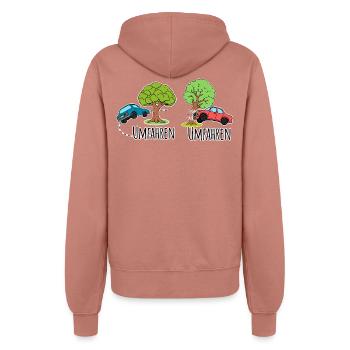 Driving around or driving around the tree by car? - Women’s Hooded Jacket - dusky rose - Back - Maraike (178cm)