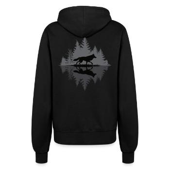 Wolf in the dark forest - Women’s Hooded Jacket - black - Back - Maraike (178cm)