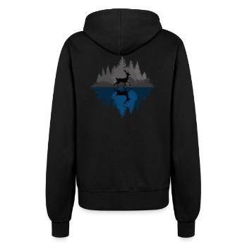 Deer in the dark forest - Women’s Hooded Jacket - black - Back - Maraike (178cm)