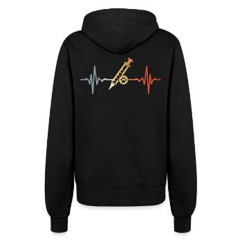 Veterinary Syringe ECG - Women’s Hooded Jacket - black - Back - Maraike (178cm)