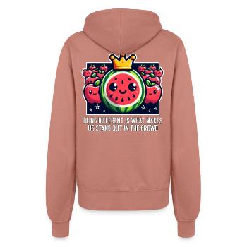 BEING DIFFERENT IS WHAT MAKES US STAND OUT - Women’s Hooded Jacket - dusky rose - Back - Maraike (178cm)