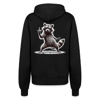 Rock-Waschbär – Metal und Coolness - Frauen Kapuzenjacke - Schwarz - Hinten - Maraike (178cm)