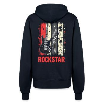 Chemise Rocker – Motif de musique rock rétro - Veste à capuche Femme - marine - Dos - Maraike (178cm)