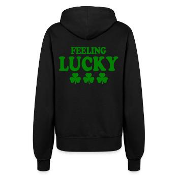 feeling lucky - Frauen Kapuzenjacke - Schwarz - Hinten - Maraike (178cm)