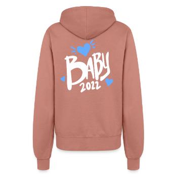 Baby 2022 - Geburt Schwanger 2022 - Frauen Kapuzenjacke - Altrosa - Hinten - Maraike (178cm)