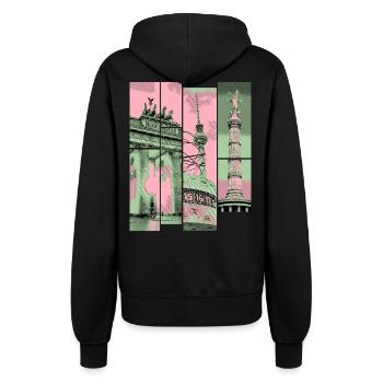 Berlin Skyline City Germany Collage Vintage - Women’s Hooded Jacket - black - Back - Maraike (178cm)
