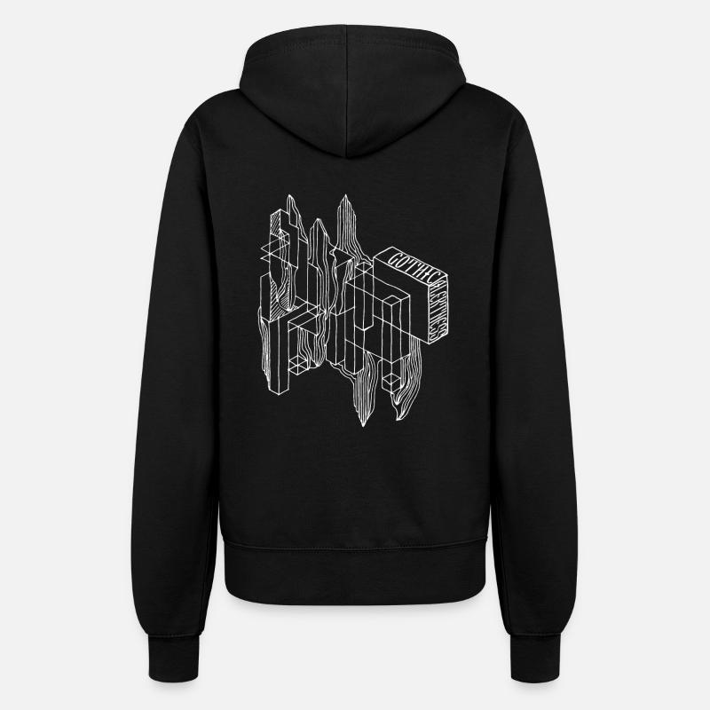 Gothic Alertness - Geometric Line Drawing - Women’s Hooded Jacket - black